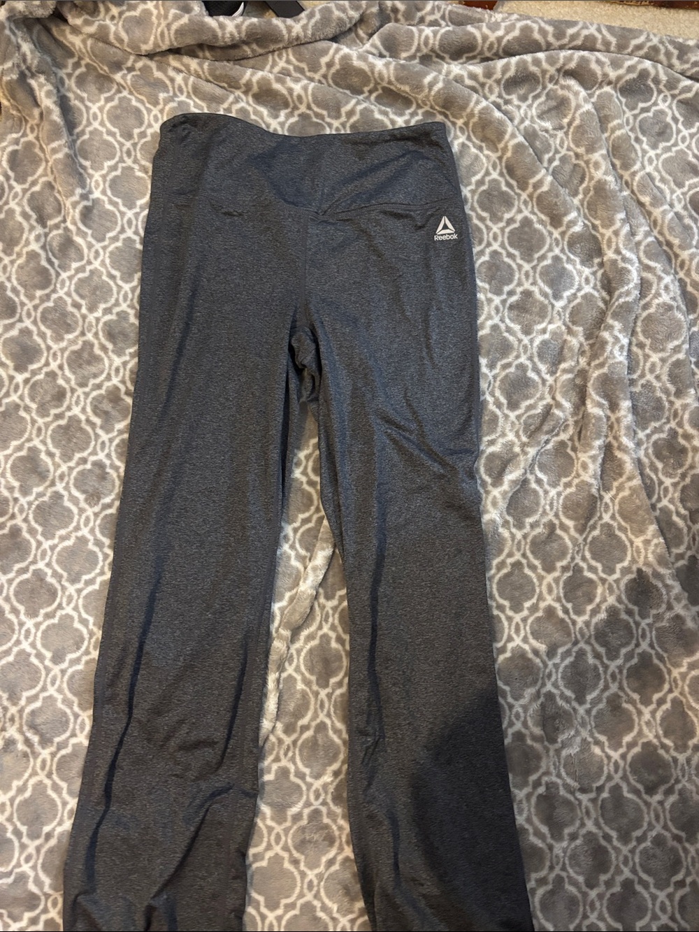 Reebok Women's Dark Gray Athletic Track Pants with Logo